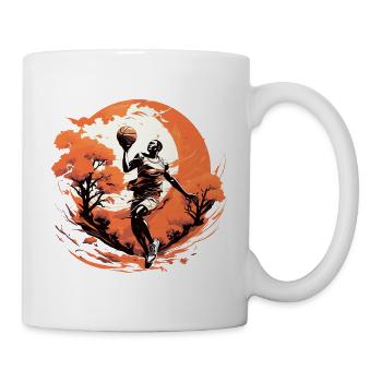 Basketballspieler beim Training vor dem Hintergrund der untergehenden Sonne - Tasse - Weiß - Rechts