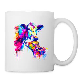 Cow with calf - Mug - white - Right