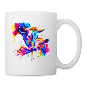 Kuh mit 3 Kälbern - Tasse - Weiß - Rechts