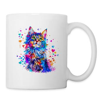 Cute Cat with Hearts - Mug - white - Right