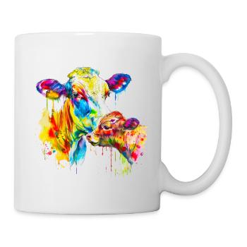 vache et son veau, maman vache - Mug blanc - blanc - Droite