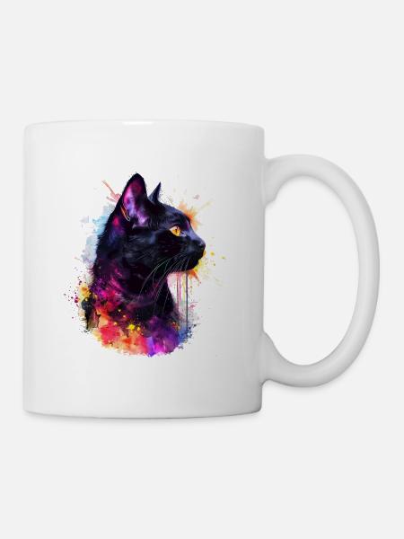 Cat Noir, Schwarze Katze - Tasse - Weiß