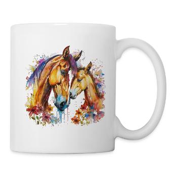 Cheval avec son poulain - Mug blanc - blanc - Droite