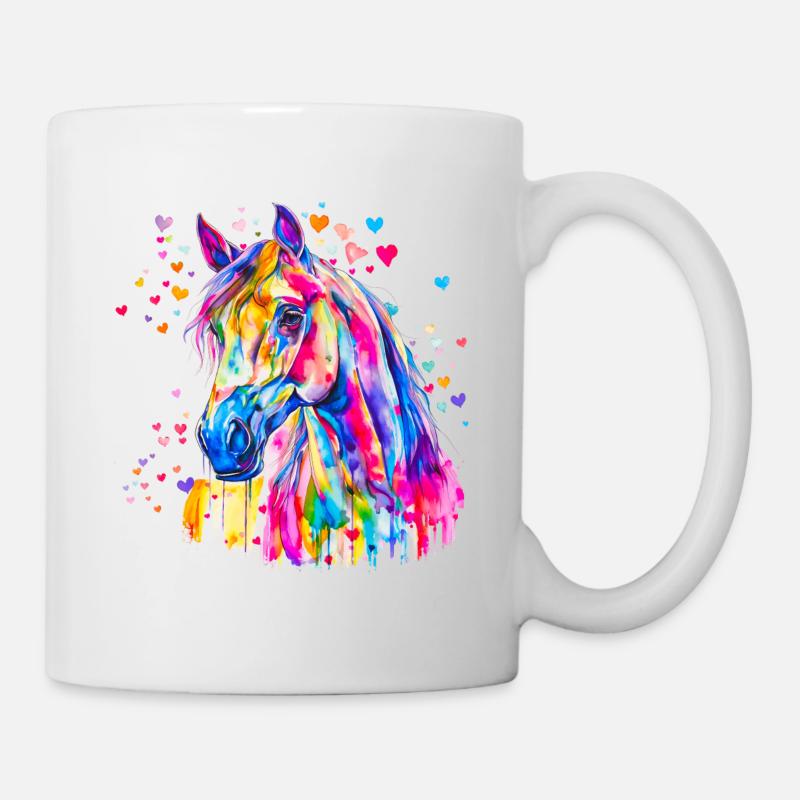 Buntes Pferd - Tasse - Weiß