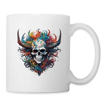 Skull / Totenkopf / Skelett / Gothic / Tattoo - Tasse - Weiß - Rechts