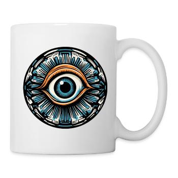 Psychedelic / Auge / Psychobilly / Comic / bunt - Tasse - Weiß - Rechts