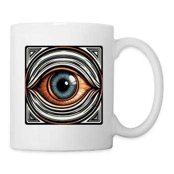 Psychedelic / Auge / Psychobilly / Comic / bunt - Tasse - Weiß - Rechts