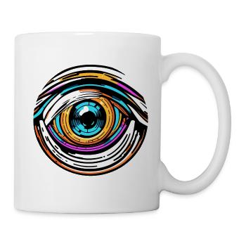 Psychedelic / Auge / Psychobilly / Comic / bunt - Tasse - Weiß - Rechts