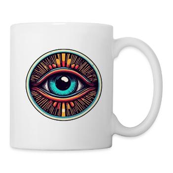 Psychedelic / Auge / Psychobilly / Comic / bunt - Tasse - Weiß - Rechts