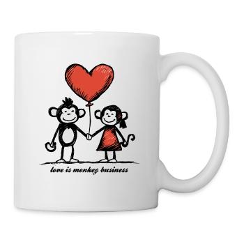 Singes Amoureux Bâton Figure Couple - Mug blanc - blanc - Droite