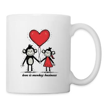 Singes Amoureux Bâton Figure Couple - Mug blanc - blanc - Droite