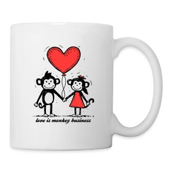 Singes Amoureux Bâton Figure Couple - Mug blanc - blanc - Droite