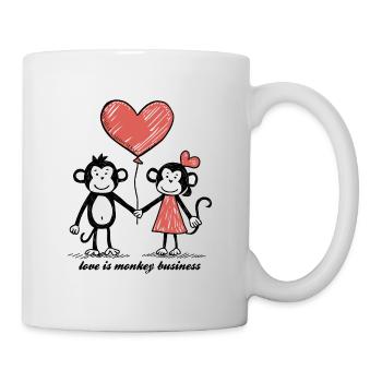 Singes Amoureux Bâton Figure Couple - Mug blanc - blanc - Droite