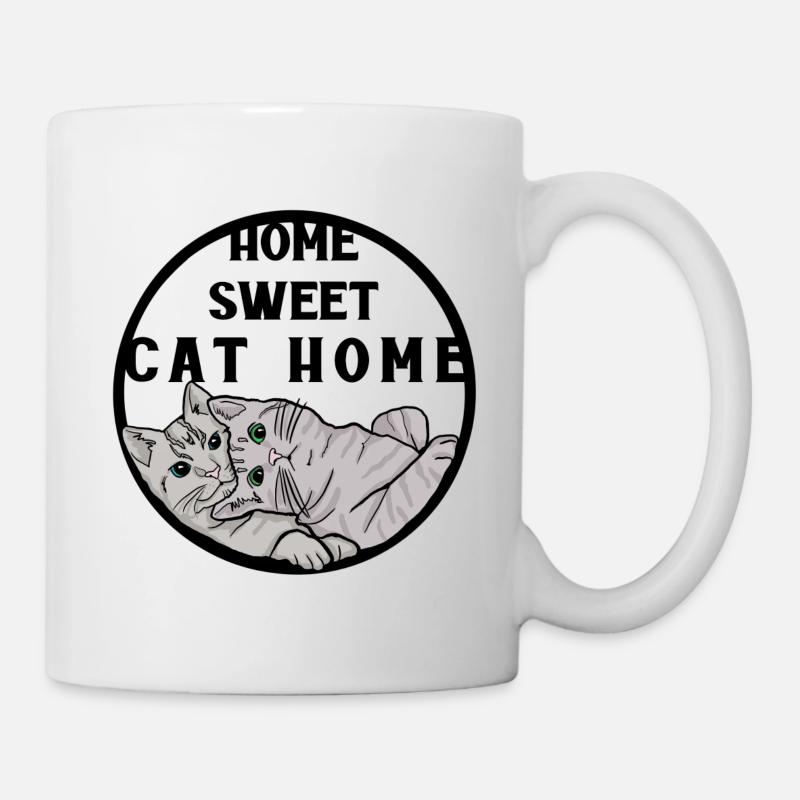 Katzen Zuhause cat home - Tasse - Weiß