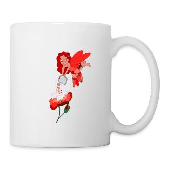 Fairy watering a poppy - Mug - white - Right