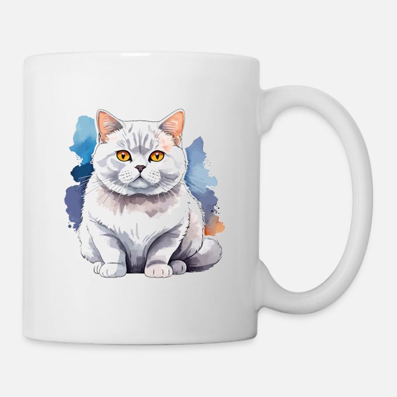 Aquarelle British Shorthair - Mug blanc - blanc