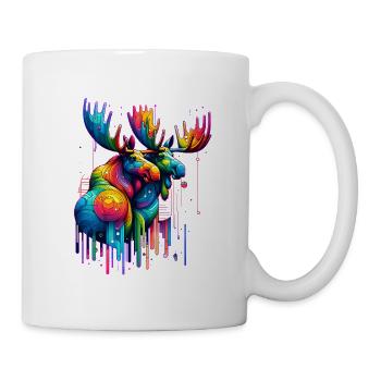 Farbenfroher Waldkönig - Elch in Pracht - Tasse - Weiß - Rechts