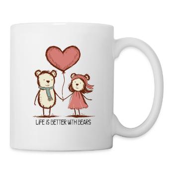 Bären Liebespaar Strichmännchen Pärchen Tiere - Tasse - Weiß - Rechts