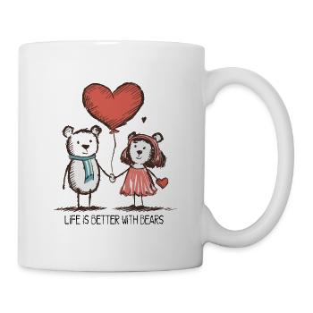 Bären Liebespaar Strichmännchen Pärchen - Tasse - Weiß - Rechts