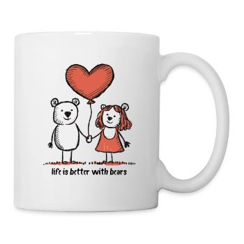 Bären Liebespaar Strichmännchen Pärchen - Tasse - Weiß - Rechts
