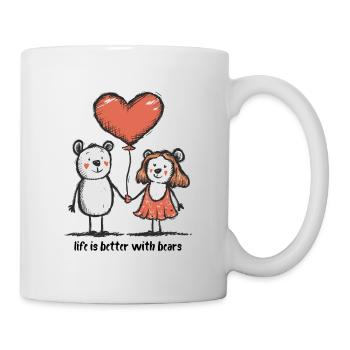 Bären Liebespaar Strichmännchen Pärchen Tiere - Tasse - Weiß - Rechts