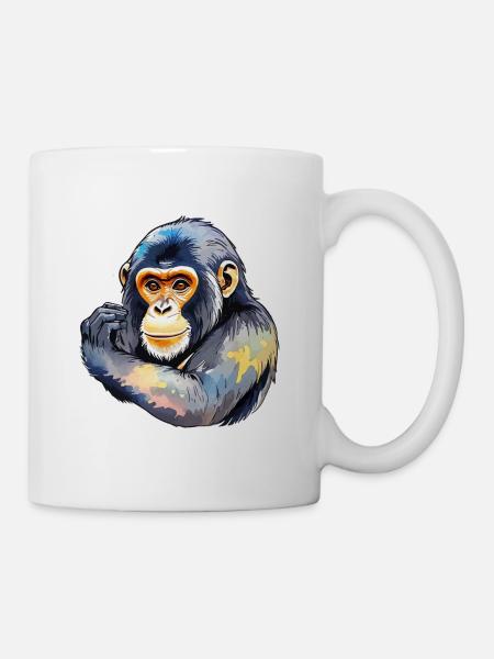 Affe Wasserfarben - Tasse - Weiß