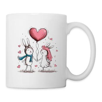 Drôle Lapin Couple Aimant Couple Saint Valentin - Mug blanc - blanc - Droite