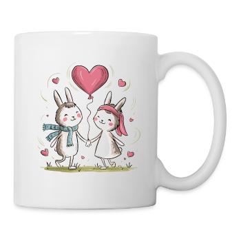 Drôle Lapin Couple Aimant Couple Saint Valentin - Mug blanc - blanc - Droite