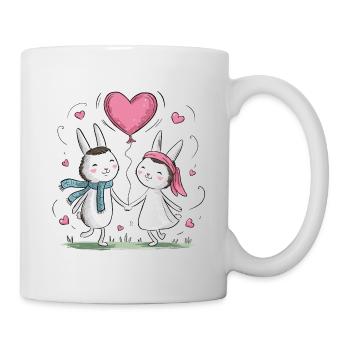 Drôle Lapin Couple Aimant Couple Saint Valentin - Mug blanc - blanc - Droite