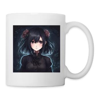 Nettes Mädchen dunkel animiert - Tasse - Weiß - Rechts