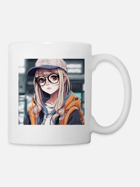 Anime-Geek-Mädchen - Tasse - Weiß
