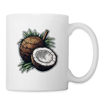 Noix de / Boisson / Exotique / Tropical / Palmier - Mug blanc - blanc - Droite