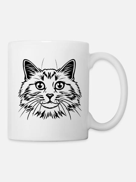 Katze, Katzenmotiv, Katzengesicht - Tasse - Weiß