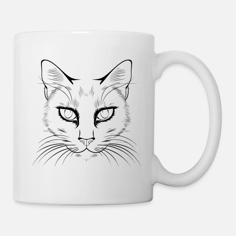 Katze, Katzenmotiv, Katzengesicht - Tasse - Weiß