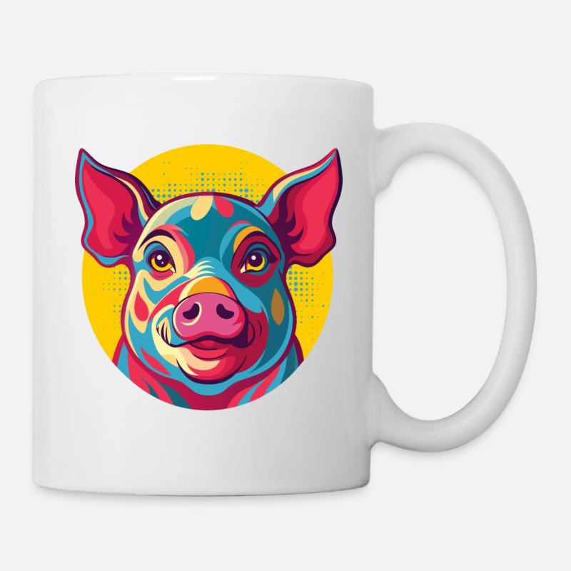 COCHON POP ART - Mug blanc - blanc