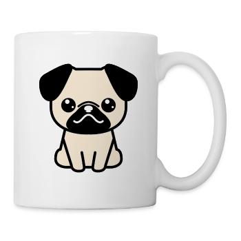 Mops - Tasse - Weiß - Rechts