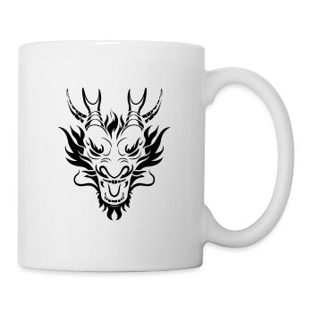 Tête de dragon noir, logo dragon - Mug blanc - blanc - Droite