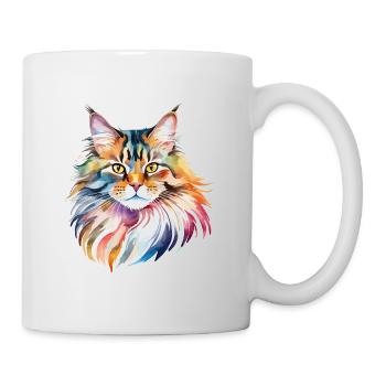 Maine Coon Wasserfarben - Tasse - Weiß - Rechts