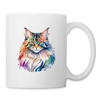Maine Coon Wasserfarben - Tasse - Weiß - Rechts