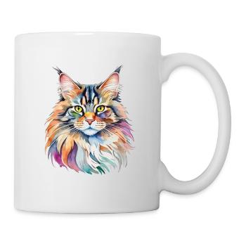 Maine Coon Wasserfarben - Tasse - Weiß - Rechts