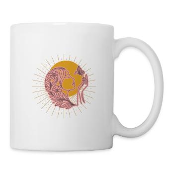 Frühlings-T-Shirt "Frau und Schmetterling" - Tasse - Weiß - Rechts