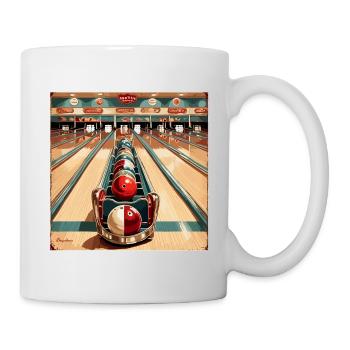 Bowling / Kegeln / Bowlingbahn / Pin / Strike - Tasse - Weiß - Rechts