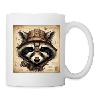 Plan / Sépia / Vintage / Rétro / raton laveur - Mug blanc - blanc - Droite