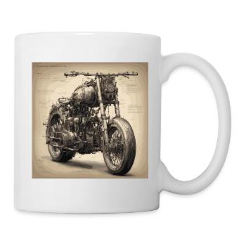 Blueprint / Sepia / Vintage / Retro / Motorcycle - Mug - white - Right