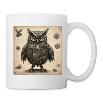 Plan / Sépia / Vintage / Rétro / Hibou - Mug blanc - blanc - Droite