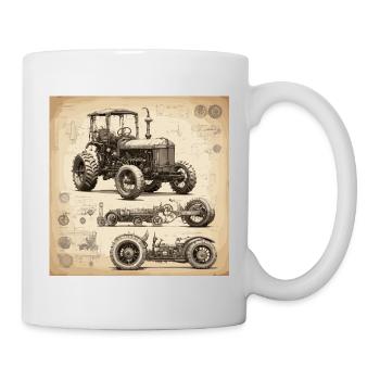 Blueprint / Sepia / Vintage / Retro / Tractor - Mug - white - Right