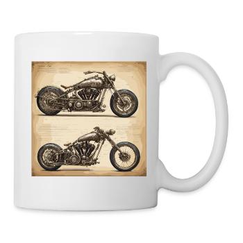 Blueprint / Sepia / Vintage / Retro / Motorcycle - Mug - white - Right