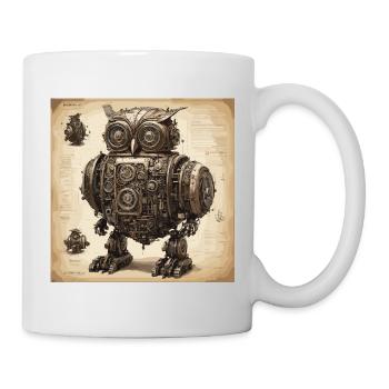 Plan / Sépia / Vintage / Rétro / Hibou - Mug blanc - blanc - Droite