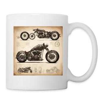 Blueprint / Sepia / Vintage / Retro / Motorcycle - Mug - white - Right