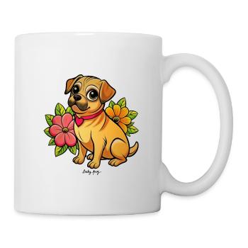 Baby Mops, süßer kleiner Welpe - Tasse - Weiß - Rechts